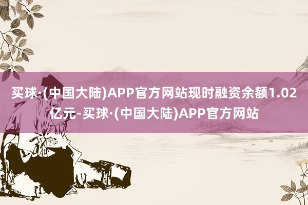 买球·(中国大陆)APP官方网站现时融资余额1.02亿元-买球·(中国大陆)APP官方网站