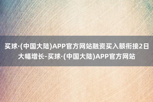 买球·(中国大陆)APP官方网站融资买入额衔接2日大幅增长-买球·(中国大陆)APP官方网站