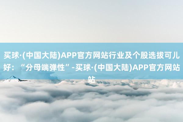 买球·(中国大陆)APP官方网站行业及个股选拔可儿好：“分母端弹性”-买球·(中国大陆)APP官方网站