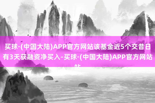 买球·(中国大陆)APP官方网站该基金近5个交昔日有3天获融资净买入-买球·(中国大陆)APP官方网站