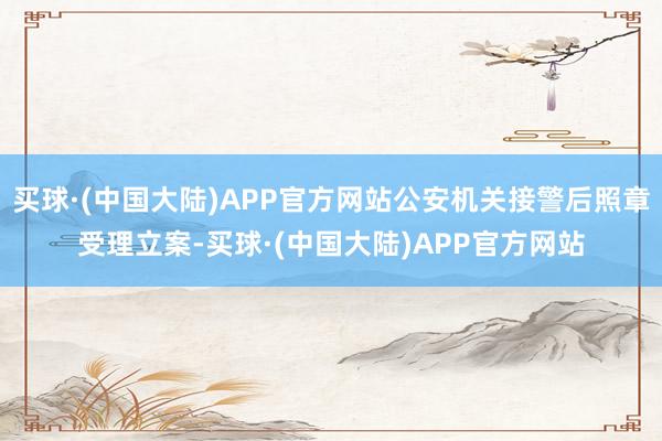 买球·(中国大陆)APP官方网站公安机关接警后照章受理立案-买球·(中国大陆)APP官方网站