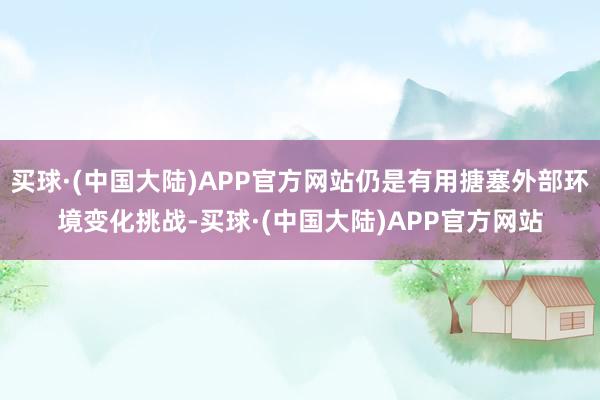 买球·(中国大陆)APP官方网站仍是有用搪塞外部环境变化挑战-买球·(中国大陆)APP官方网站