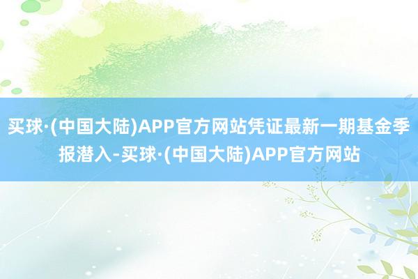 买球·(中国大陆)APP官方网站凭证最新一期基金季报潜入-买球·(中国大陆)APP官方网站