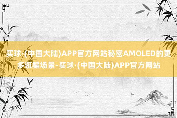 买球·(中国大陆)APP官方网站秘密AMOLED的更多诳骗场景-买球·(中国大陆)APP官方网站