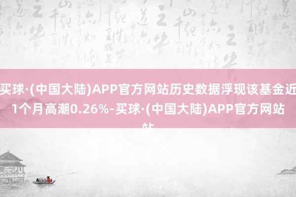 买球·(中国大陆)APP官方网站历史数据浮现该基金近1个月高潮0.26%-买球·(中国大陆)APP官方网站